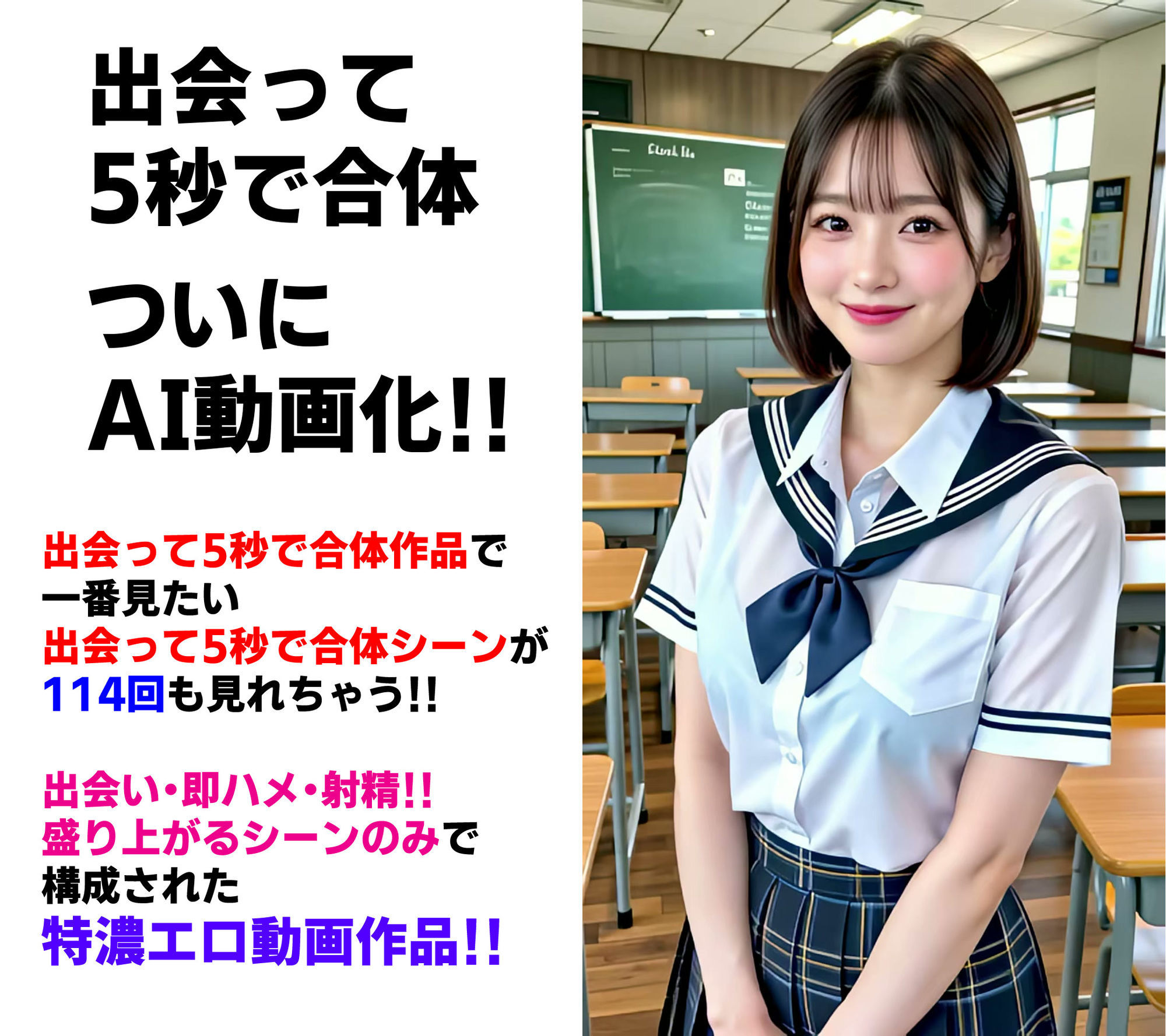 出会って5秒でAI合体 114連発【動画】 即ハメ中出し顔射 - サンプル画像 1