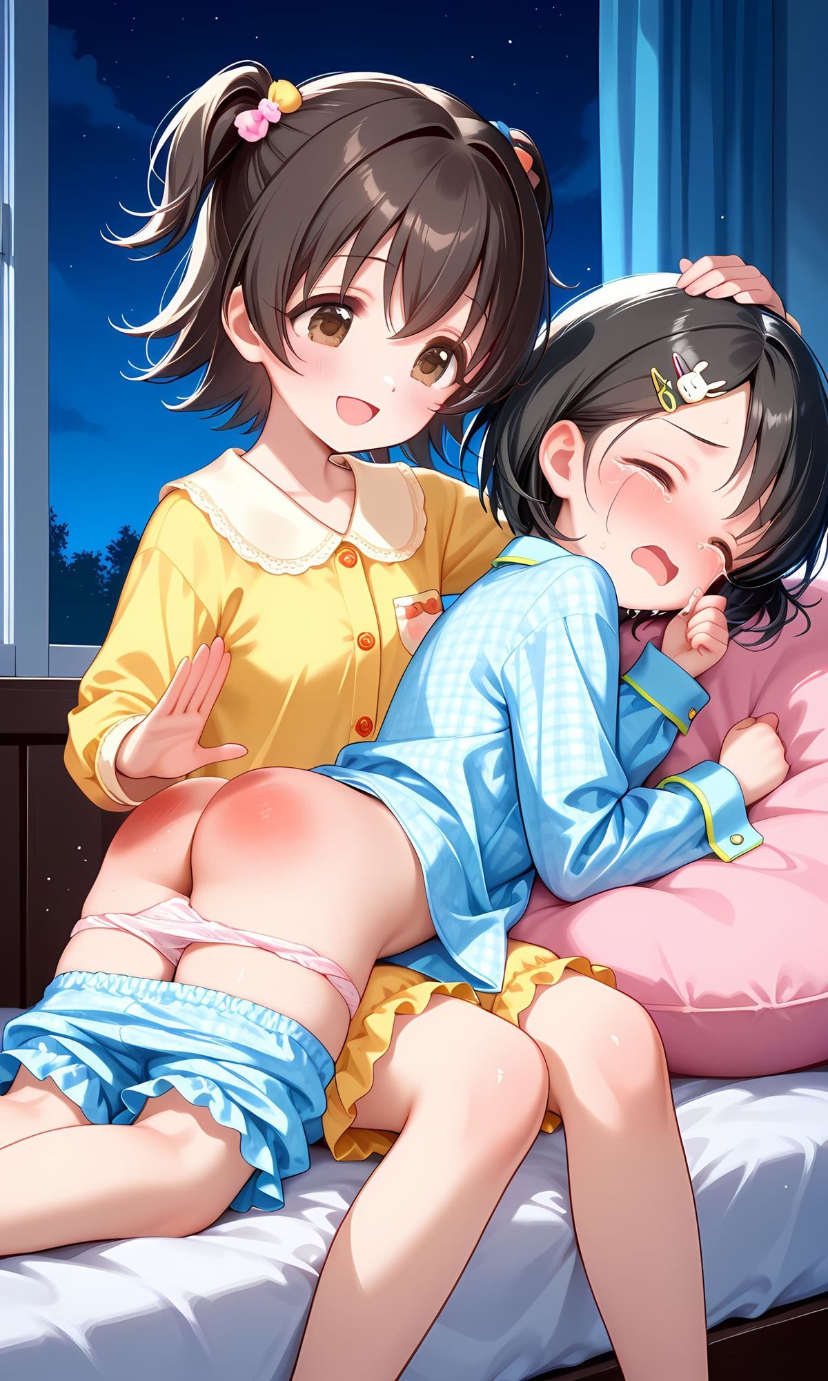 佐々木千枝・赤城みりあ（アイドルマスター）お尻叩きイラスト集 - サンプル画像 1