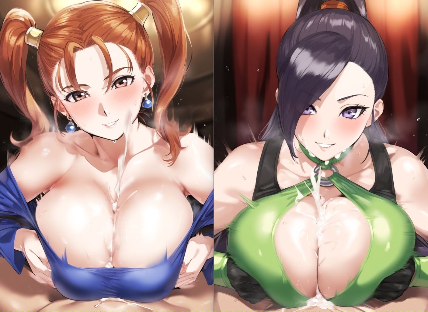 ゼ〇カ＆マ〇ティナのパイズリ - サンプル画像 1