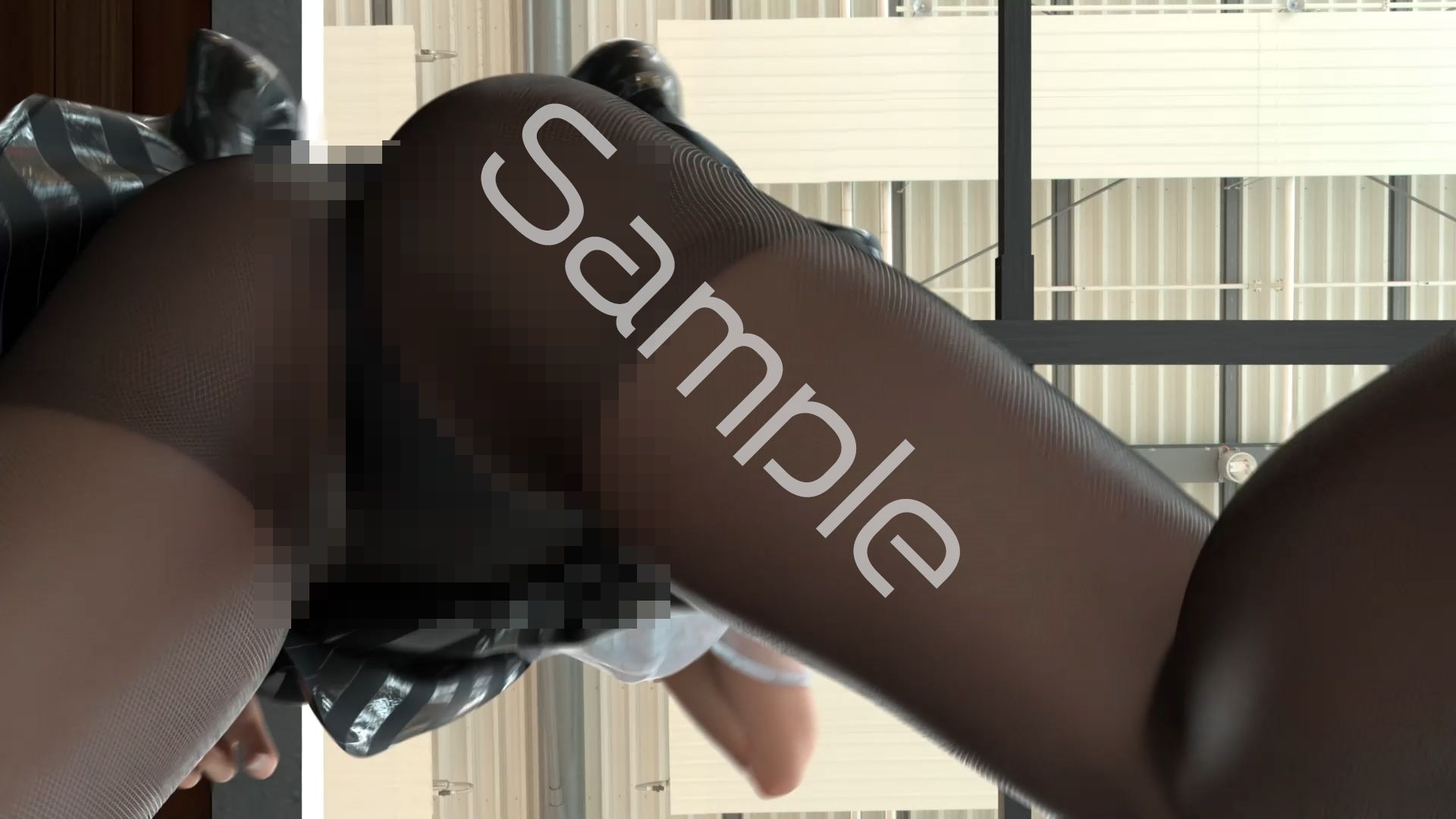 女子アナになった二階堂沙耶・早朝のニュース番組の冒頭でミニスカートでダンスすることを業務命令で強要される・ダンスVer.3:Vol.08『ただの話題作りとのことで電源OFF（のはず）のカメラが4台、ローアングルから彼女のスカート内を覗き込むように設置されている:PV08_パンスト＋黒色Tバックパンティで扇風機風チラ』 - サンプル画像 2