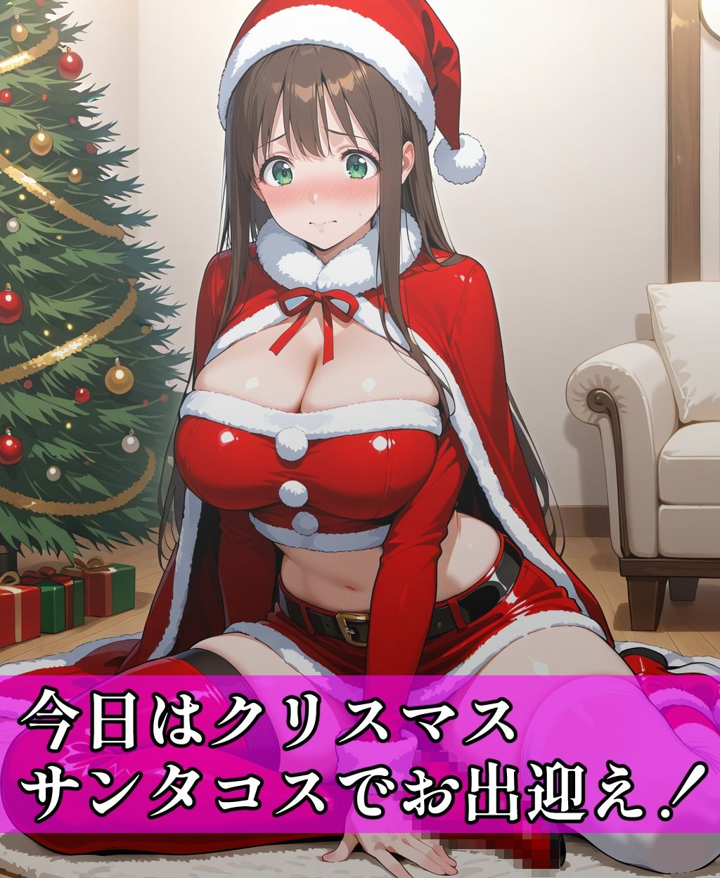 美人の先輩がサンタコスできたのでトナカイみたいにしてHした話 - サンプル画像 2