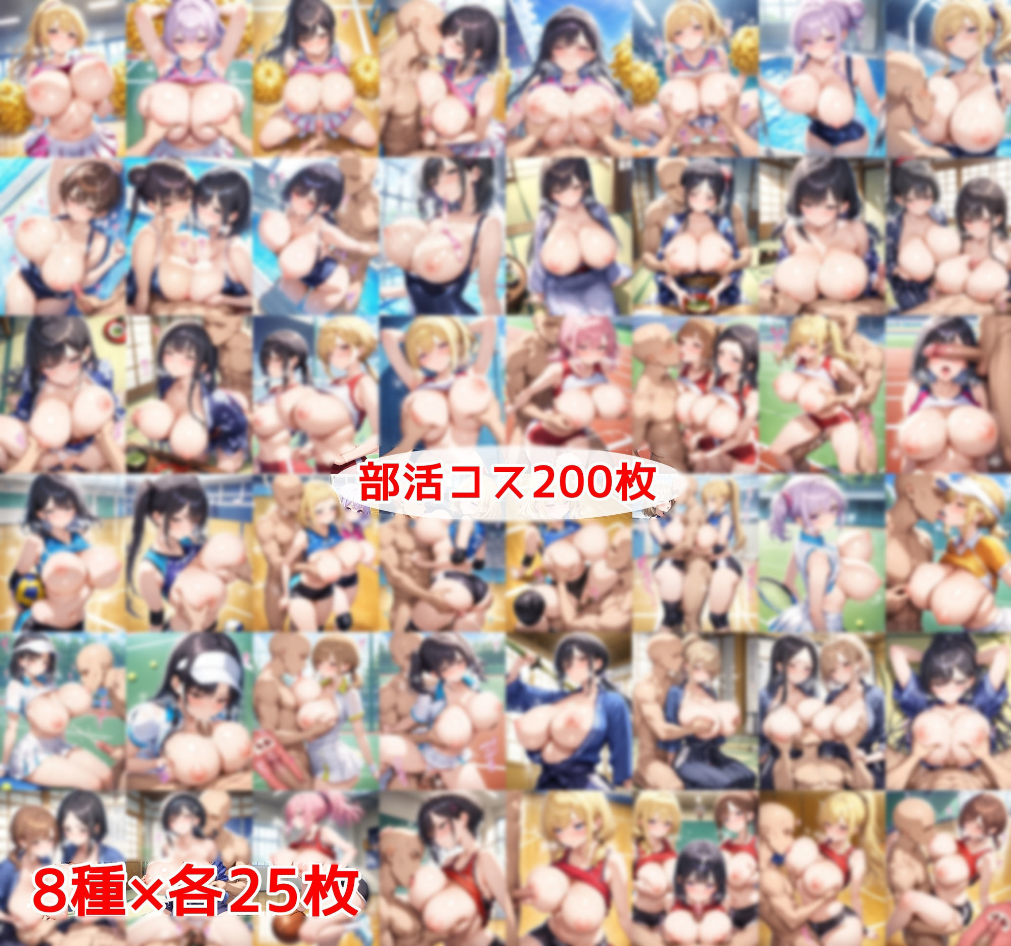 おっぱい丸出し女学園〜おっぱい丸出しの爆乳JK達にセクハラしたり、 ぶっかけたり、チ〇ポのお世話してもらうイラスト集〜 - サンプル画像 3