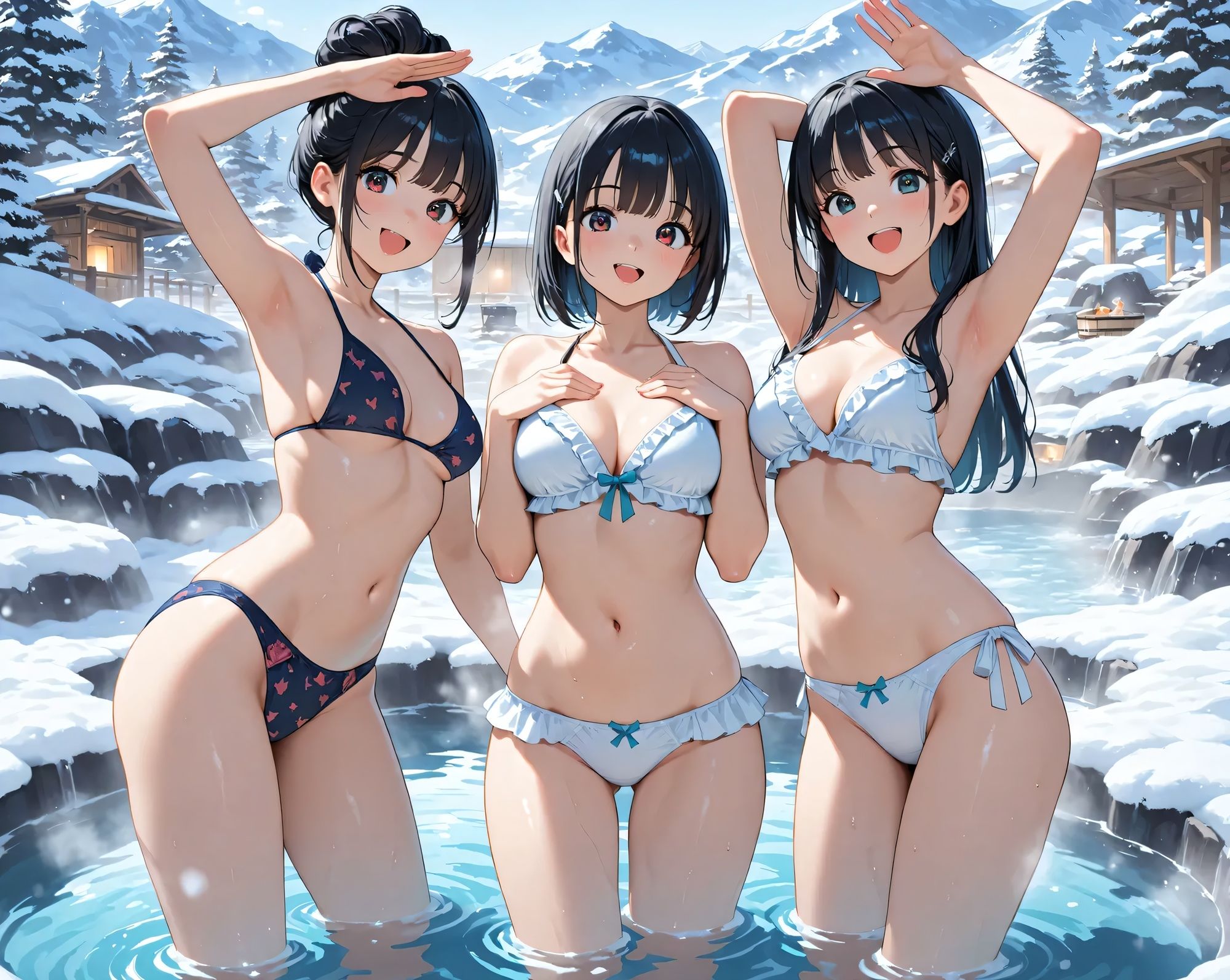 女子校生 えっちな水着グラビア撮影 〜温泉編〜 - サンプル画像 1