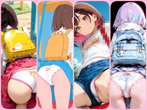 ラ〇ドセル姿の女の子達のパンツはいつも可愛いパンティ！沢山のパンツやお尻を堪能できるイラスト500枚 - サンプル画像 5