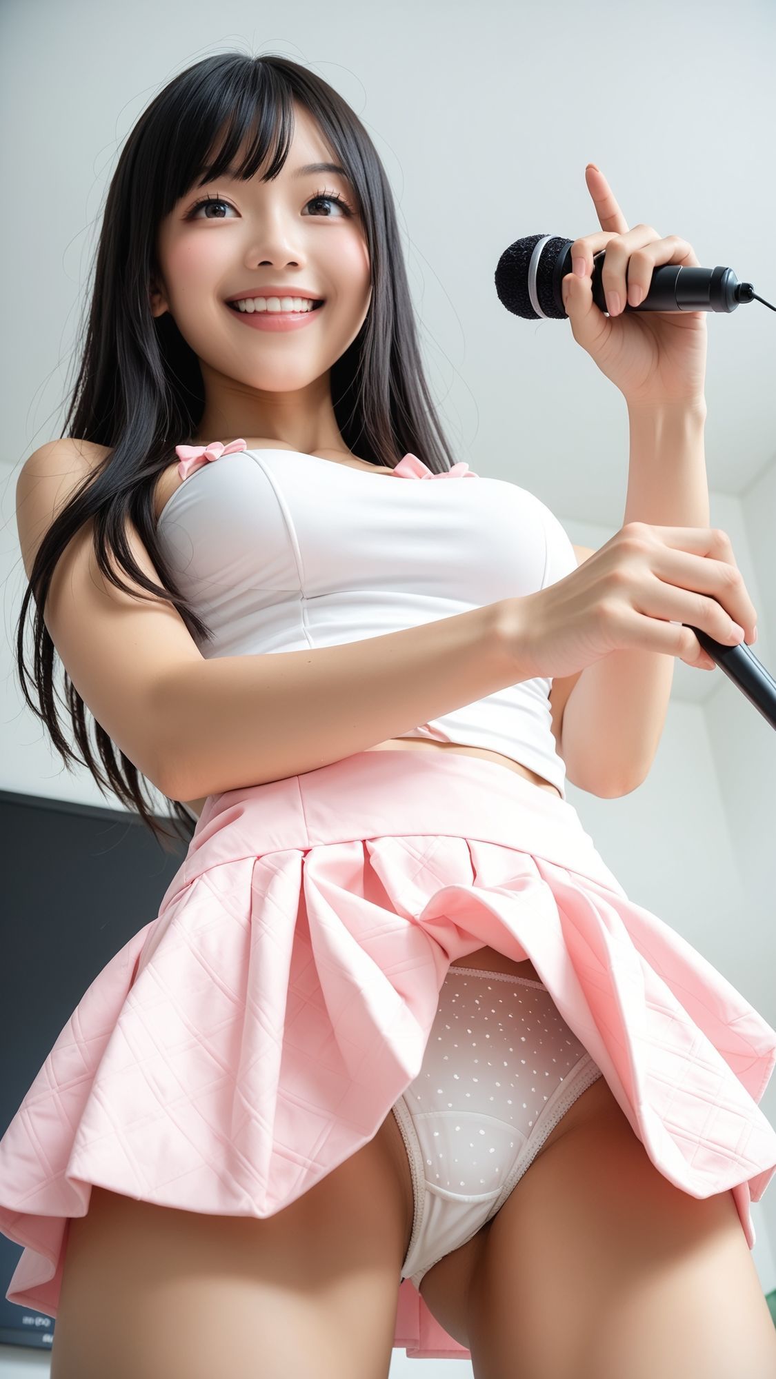 【動画】カラオケボックス パンチラ  〜アイドル風コスプレ巨乳女子 編〜 - サンプル画像 1