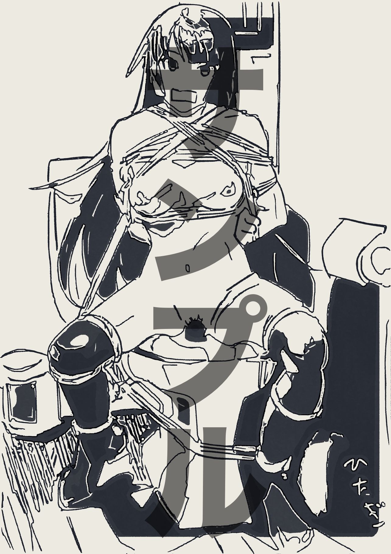 戦場ヶ原ひたぎ  緊縛（線画） - サンプル画像 1