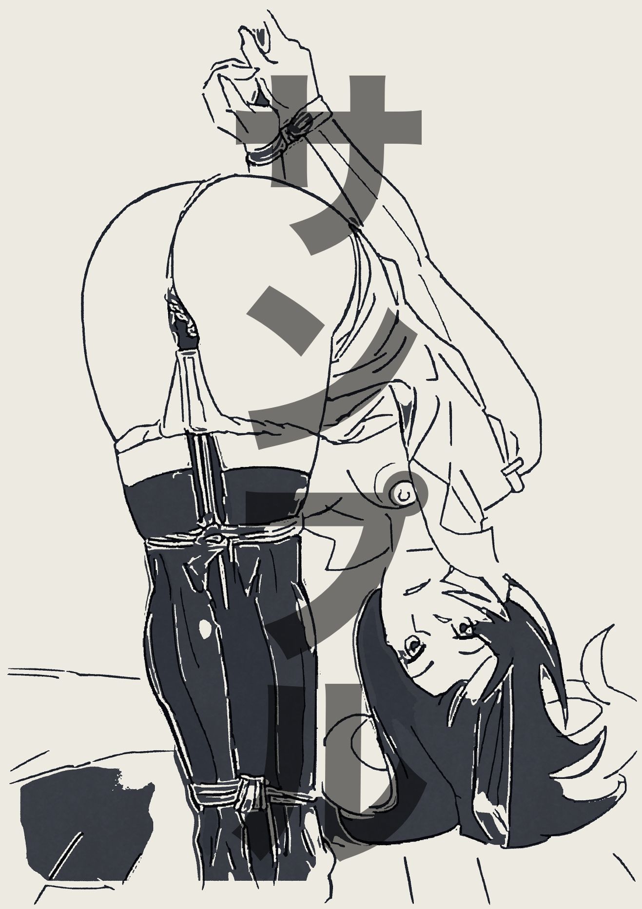 戦場ヶ原ひたぎ  緊縛（線画） - サンプル画像 2