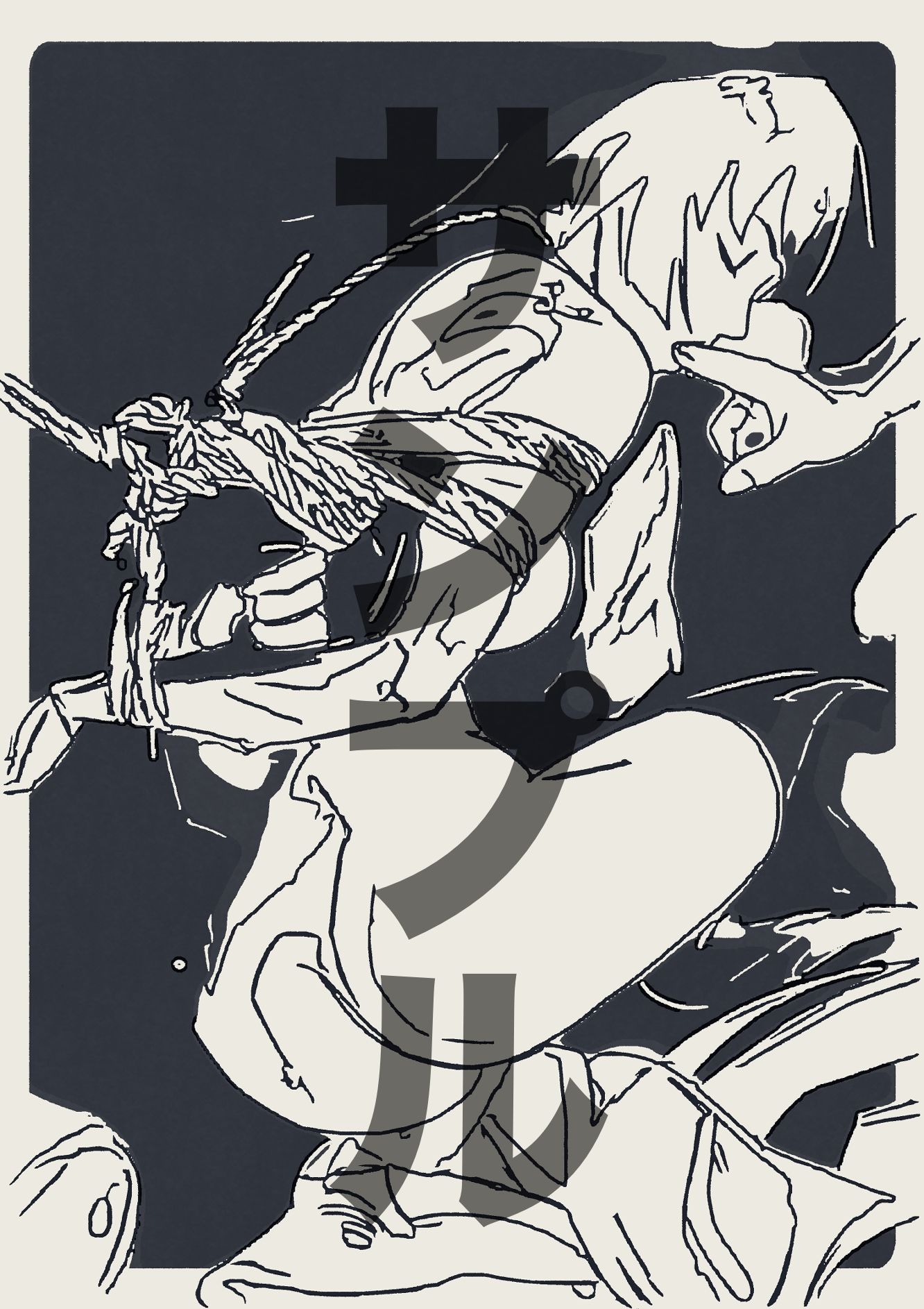 戦場ヶ原ひたぎ  緊縛（線画） - サンプル画像 3