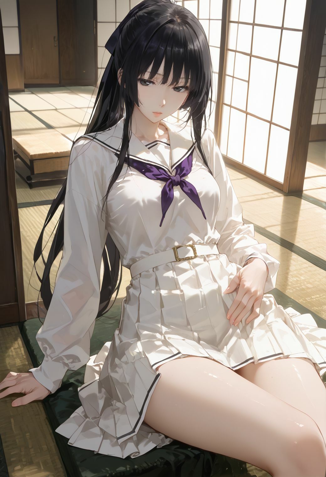 儚い雰囲気を纏う黒髪の少女_分岐ルートA - サンプル画像 1