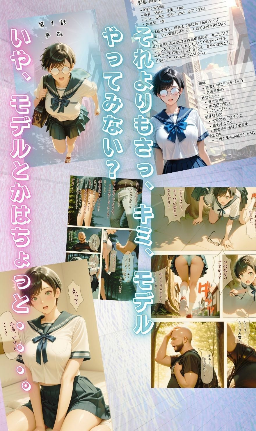 【純朴巨乳美少女パイズリ編】水着撮影会のはずが、いつのまにかおぢさんち〇ぽに沼る話part2 - サンプル画像 2