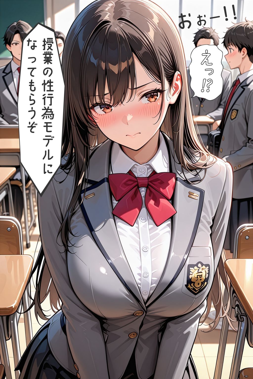 孕ませ学園  遅刻女子を保健の授業と称して公開性指導 - サンプル画像 7