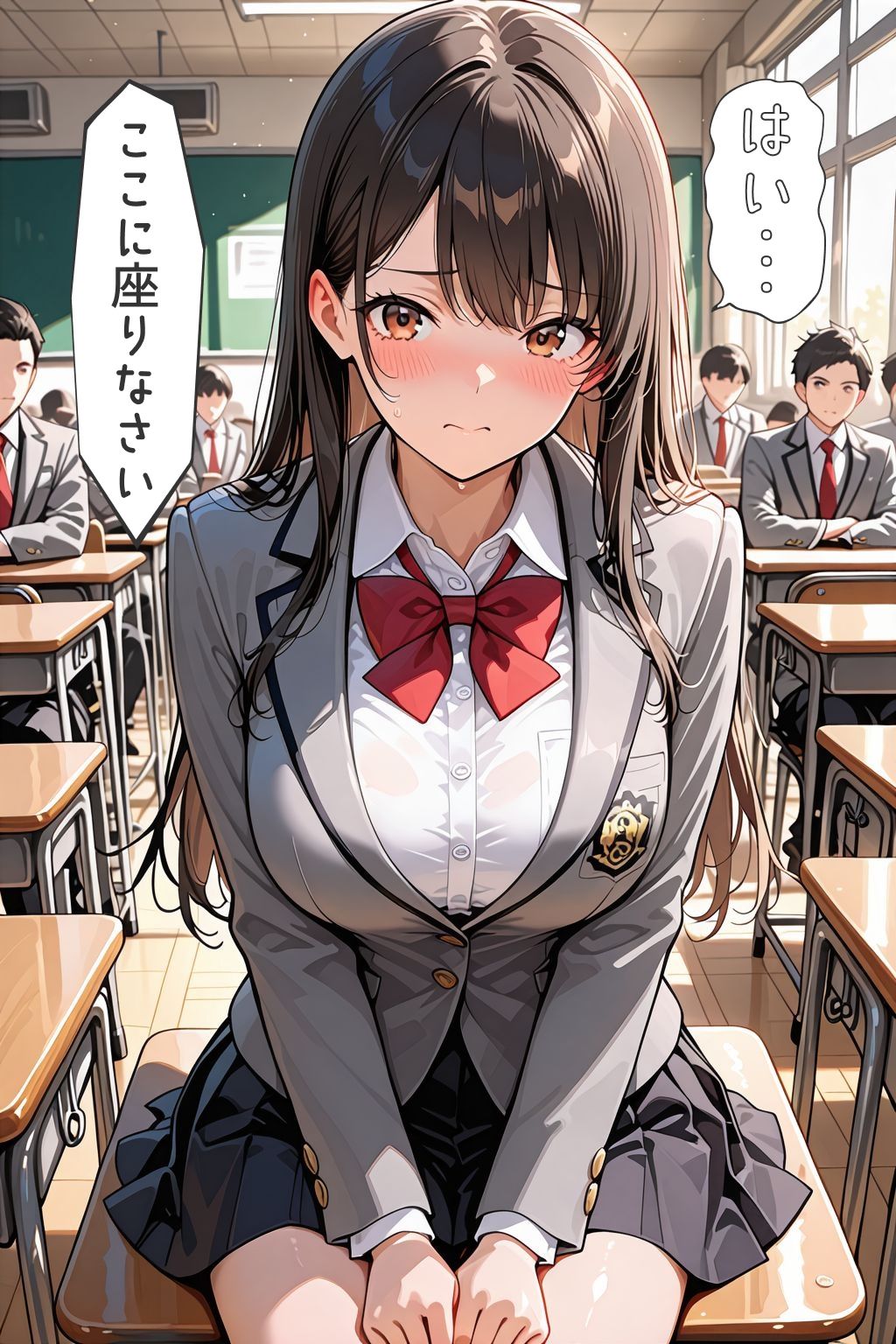 孕ませ学園  遅刻女子を保健の授業と称して公開性指導 - サンプル画像 8