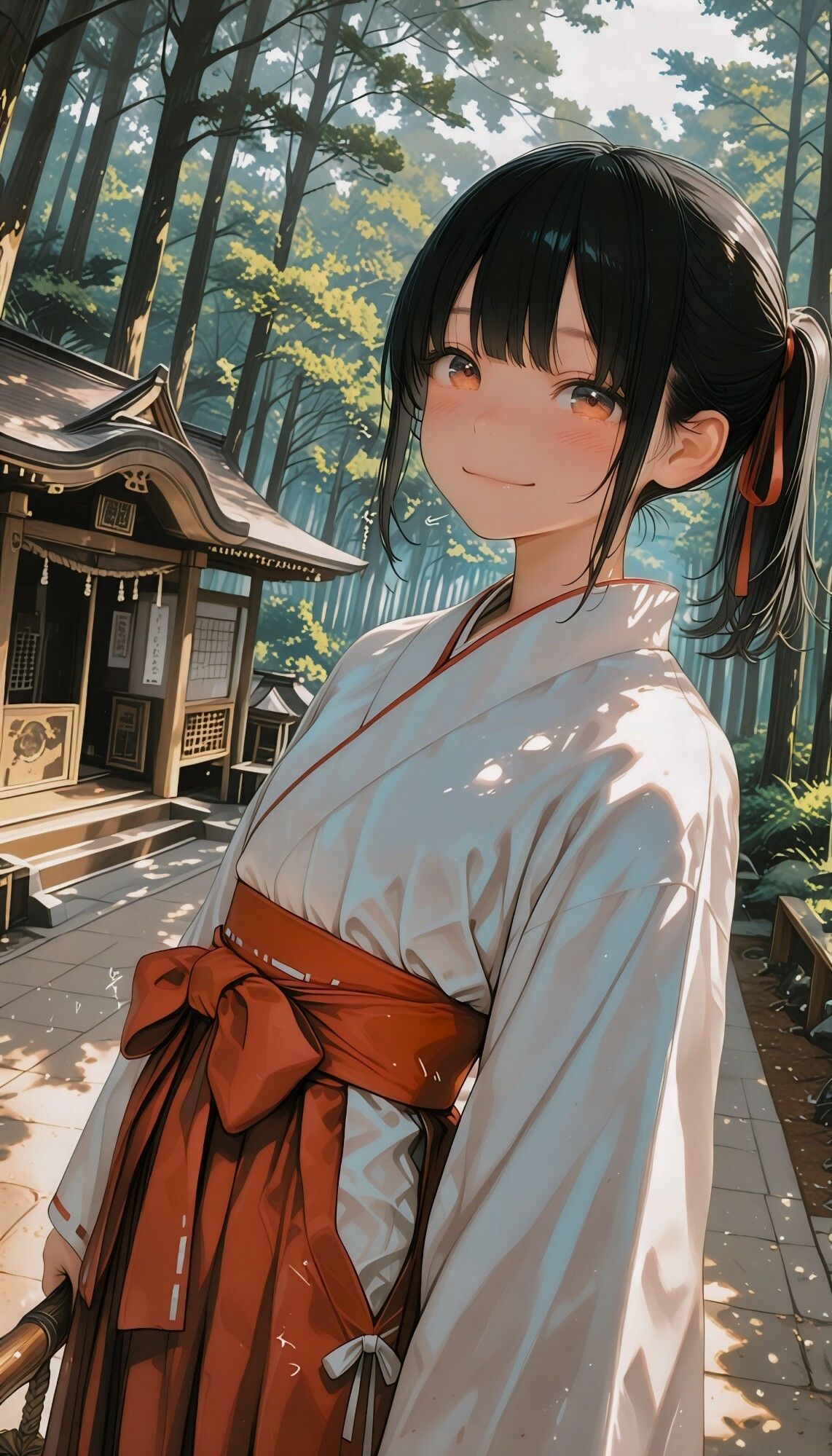 ついてる娘 巫女 - サンプル画像 1