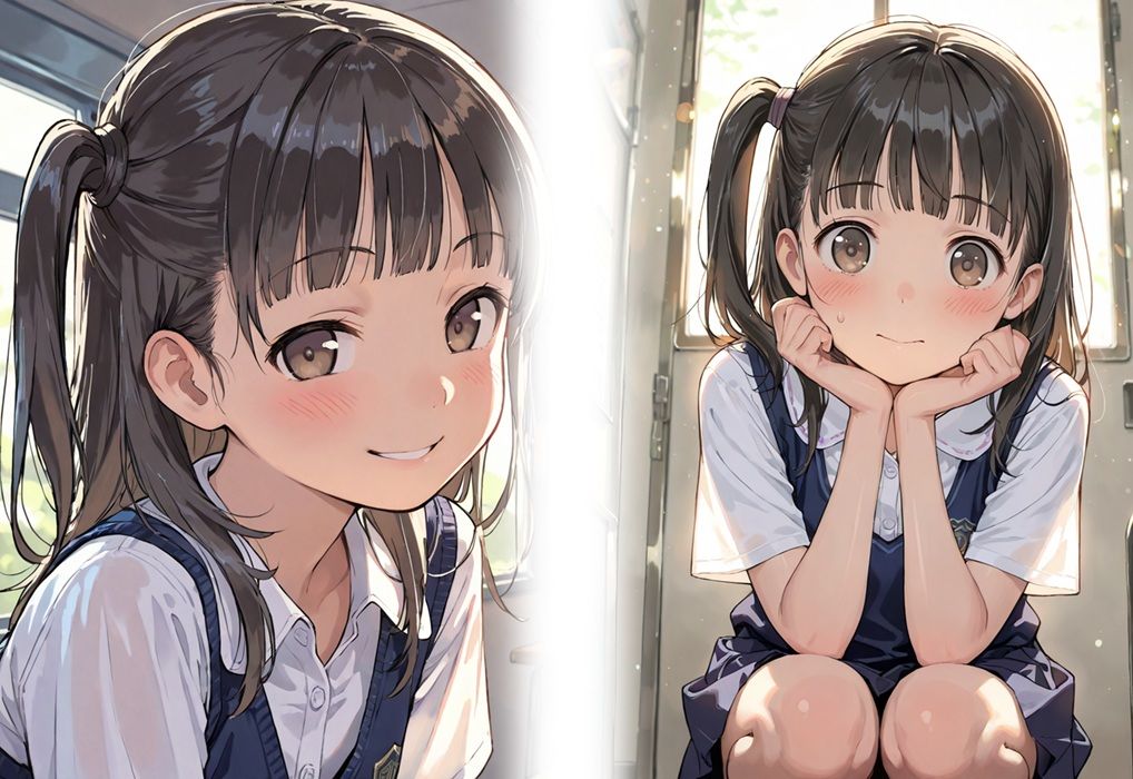 隣の席の小柄なアイドル級ロリ少女に、体育倉庫で膣内に何度も大量射精 妊娠確実プレイ - サンプル画像 2