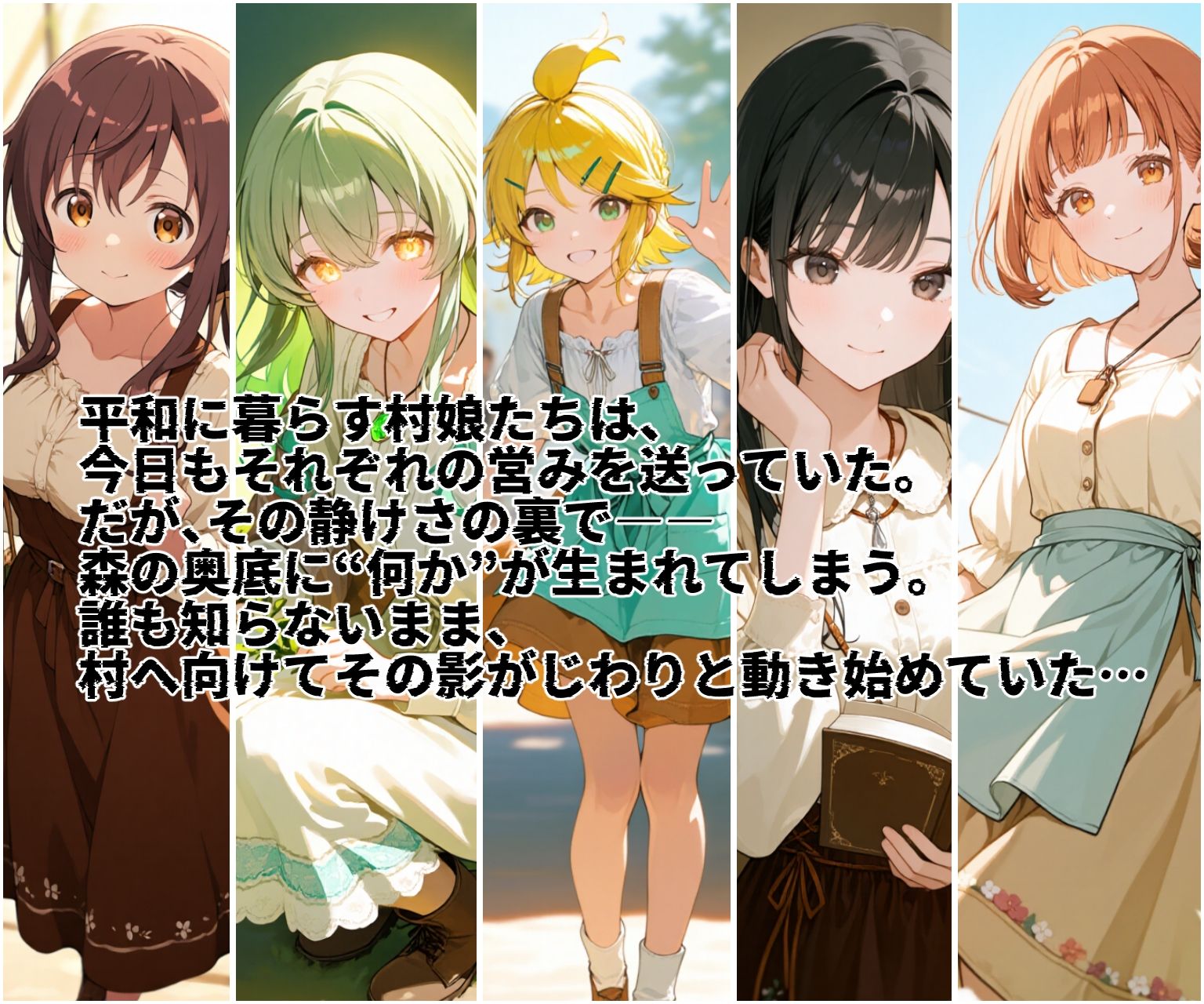 肉壁ノ檻 触手モンスターは無防備な村娘達を丸呑みの末、永遠の快楽地獄へ堕としていく - サンプル画像 1