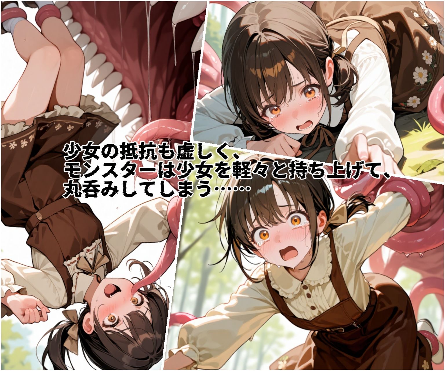 肉壁ノ檻 触手モンスターは無防備な村娘達を丸呑みの末、永遠の快楽地獄へ堕としていく - サンプル画像 3