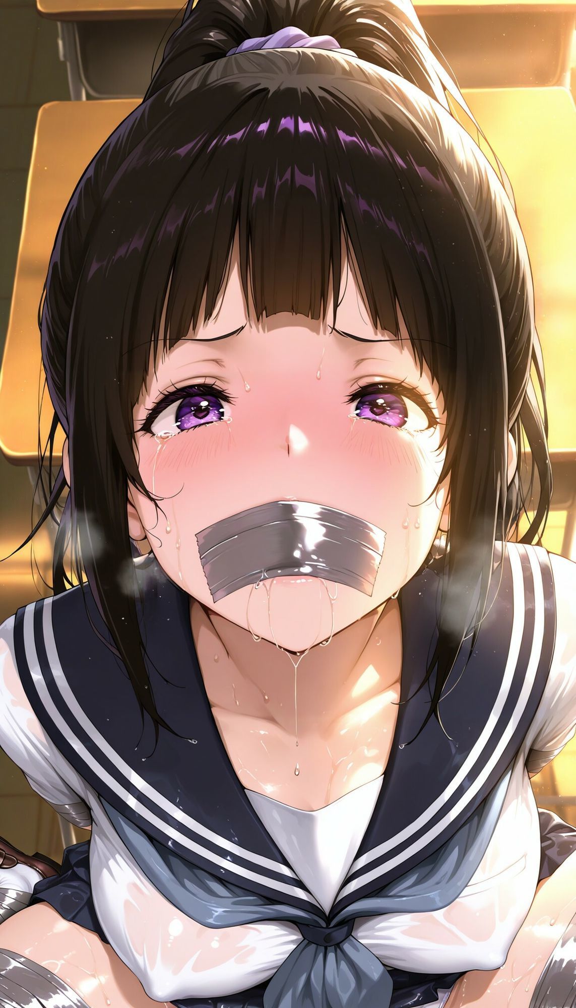 固定バイブde拘束ぷれい「千反田〇る」01.制服編＆02.濡れ透け白水着編 - サンプル画像 1