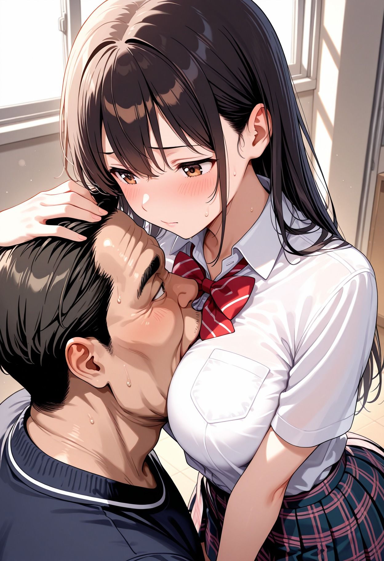 生徒会長淫乱メス堕ち  キモ教師たちが放課後にぶっかけ性指導 - サンプル画像 2