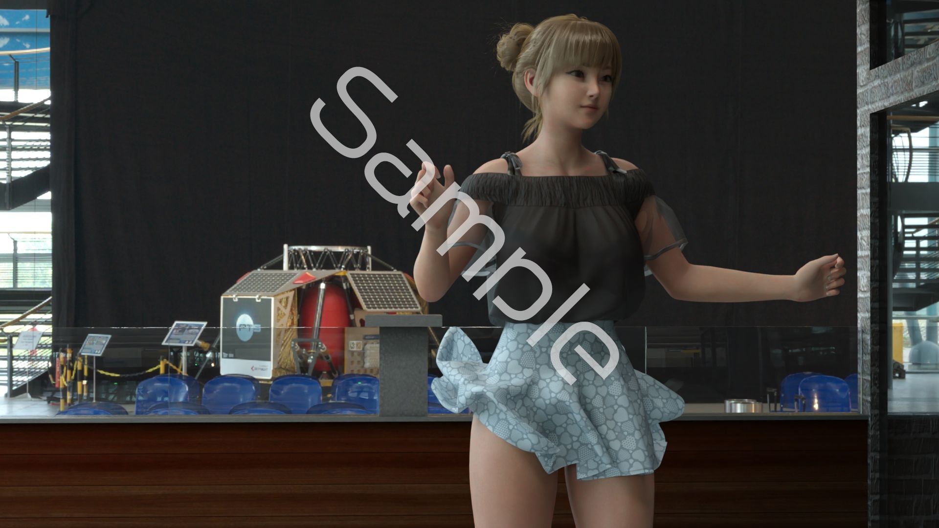 一ノ瀬廻里・自分がパーソナリティのラジオ番組の冒頭でミニスカートでダンスすることを業務命令で強要される:Vol.001『ただの話題作りとのことで電源OFF（のはず）のカメラが4台、ローアングルから彼女のスカート内を覗き込むように設置されている』 - サンプル画像 8