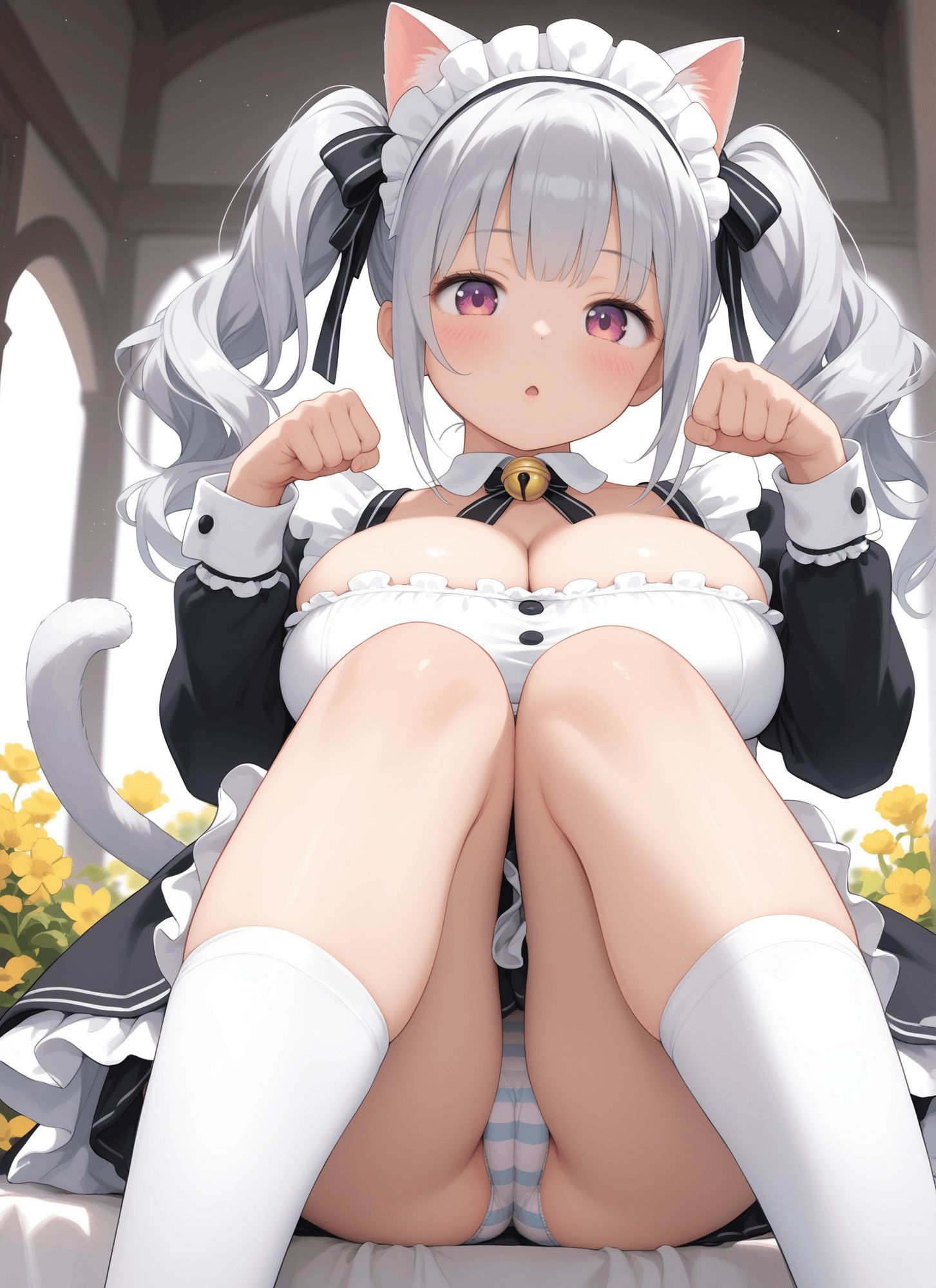 見上げた猫耳メイドパンツ・見上げたこっそり見る座り制服パンツ・見上げた黒ギャル制服パンツ - サンプル画像 2