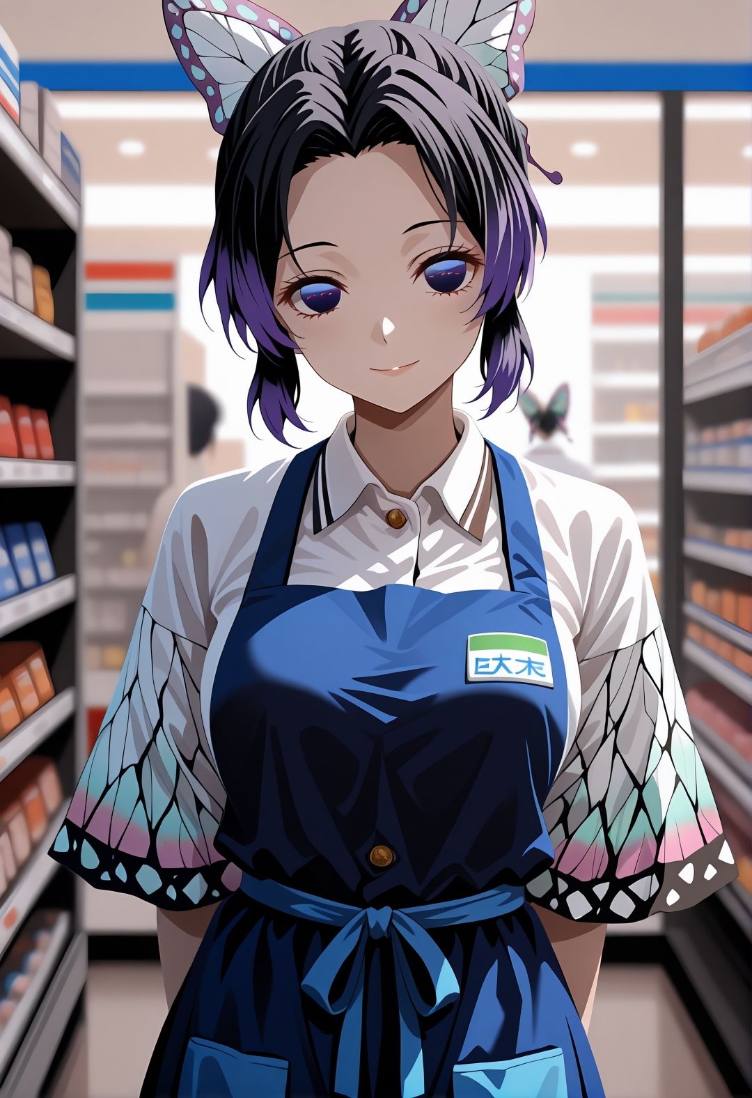 【344枚】鬼〇の刃・胡蝶し〇ぶが現代に転生したら…コンビニバイトに！ - サンプル画像 1