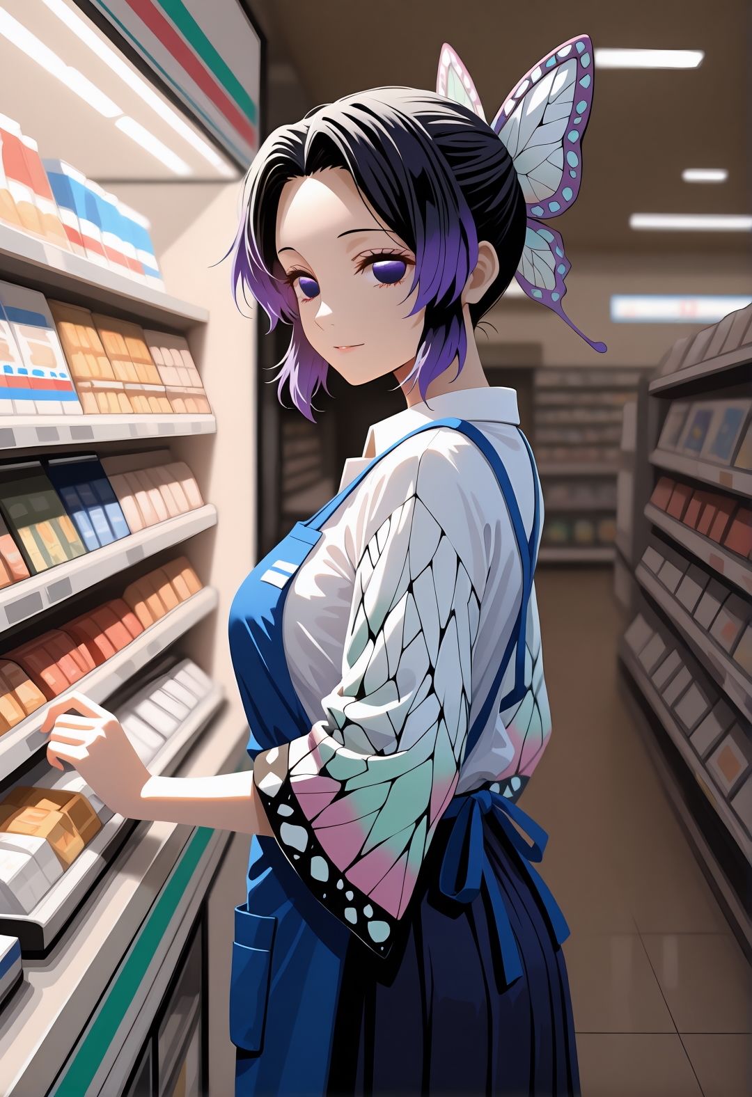 【344枚】鬼〇の刃・胡蝶し〇ぶが現代に転生したら…コンビニバイトに！ - サンプル画像 2