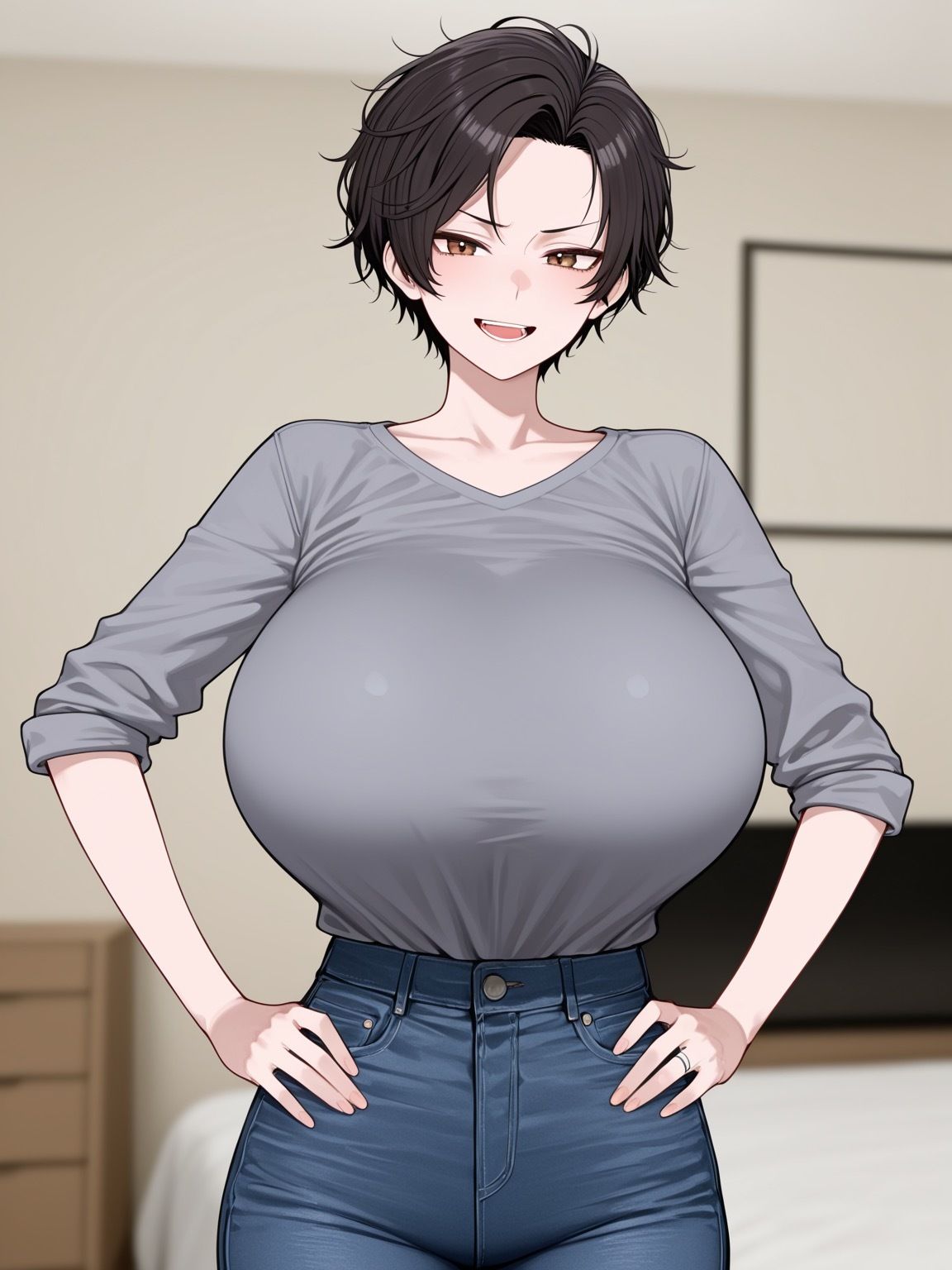 短髪爆乳ママと催●アフ？リおし？さんか？いちゃラフ？孕まセックスする話 - サンプル画像 1