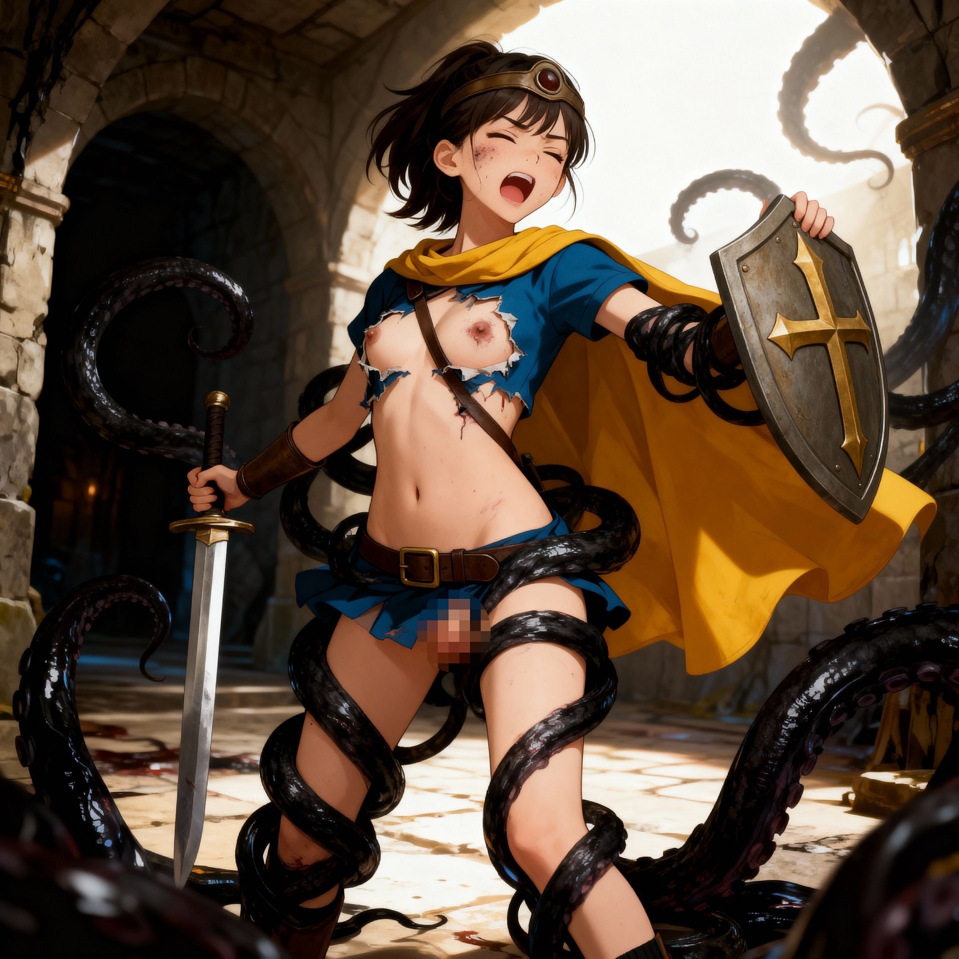 勇者一行全滅…魔物に凌●される女勇者・戦士・魔法使い・賢者 - サンプル画像 3