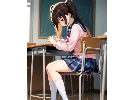 ピンク色カーディガン  教室  おもらし