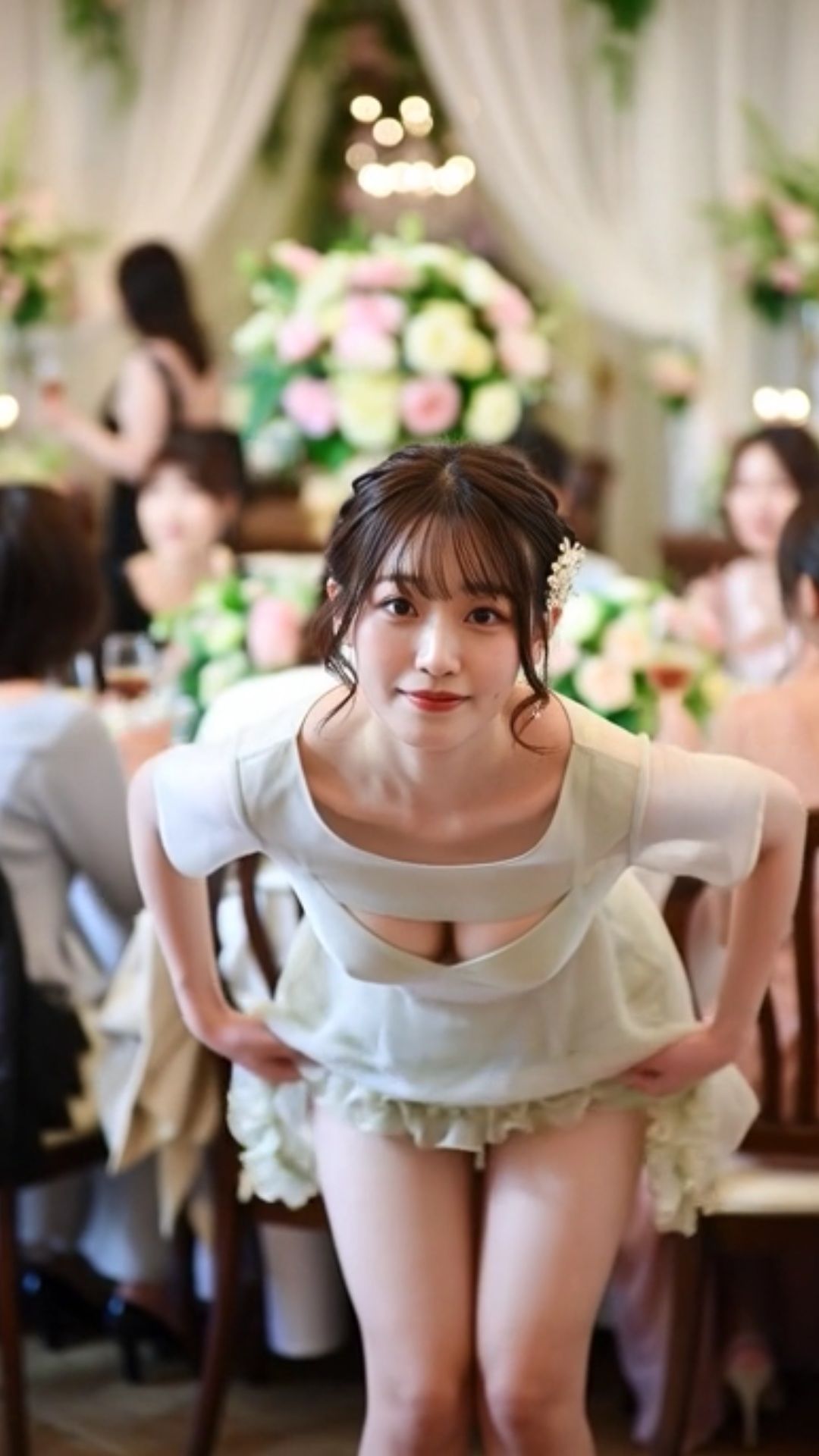 披露宴 下着 ランジェリー 女子大生 乱交 ドレス パンチラ ブラチラ 盗撮 結婚式 3次会 - サンプル画像 1