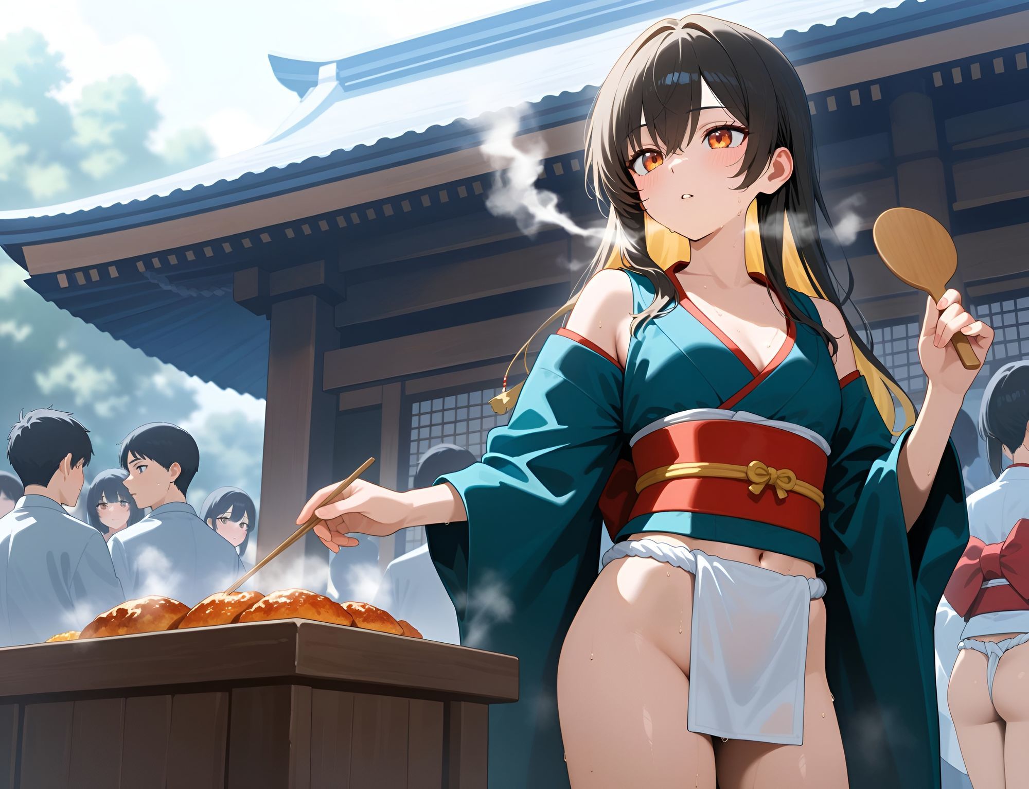 レズしかいない褌巫女の淫習村 - サンプル画像 1