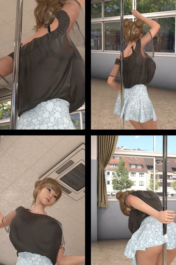 『理想の彼女を3DCGで作ります』から生まれたバーチャルアイドル「一ノ瀬廻里（いちのせめぐり）」のポールダンス風写真集:PoleDance_02 - サンプル画像 2