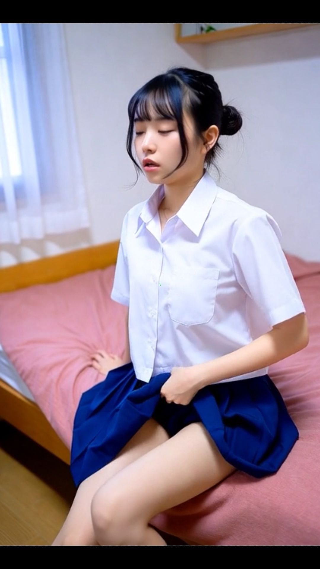 JK 民家盗撮 少女のオナニー シャワー 女子学生 制服 マンション望遠鏡 巨乳 素人 - サンプル画像 10