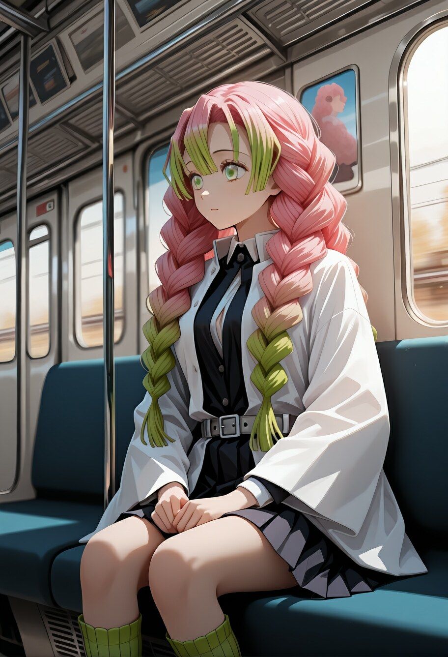 【恋柱】電車胎歌哀哭 〜居眠りの旋律に衣がはだけ、線路の挽歌で恋を孕む永劫 - サンプル画像 1