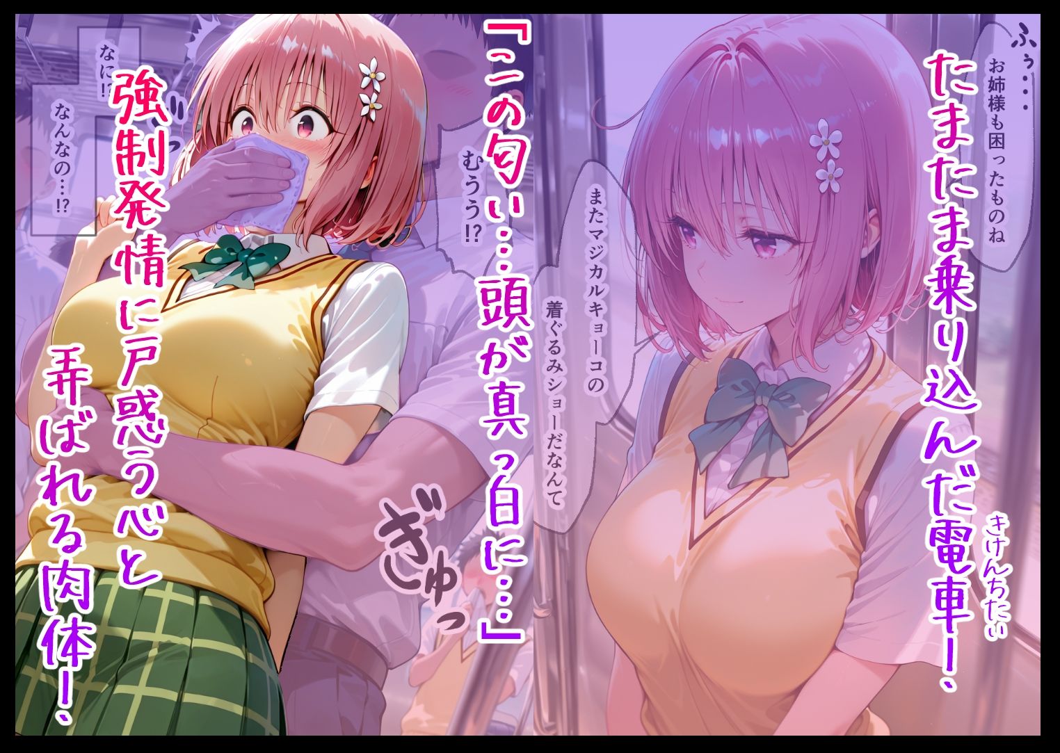 電車痴○堕ち 皆んな見てるなのに降りられない 各駅無視の快楽電車 前と後ろから責められて モ〇編 - サンプル画像 1