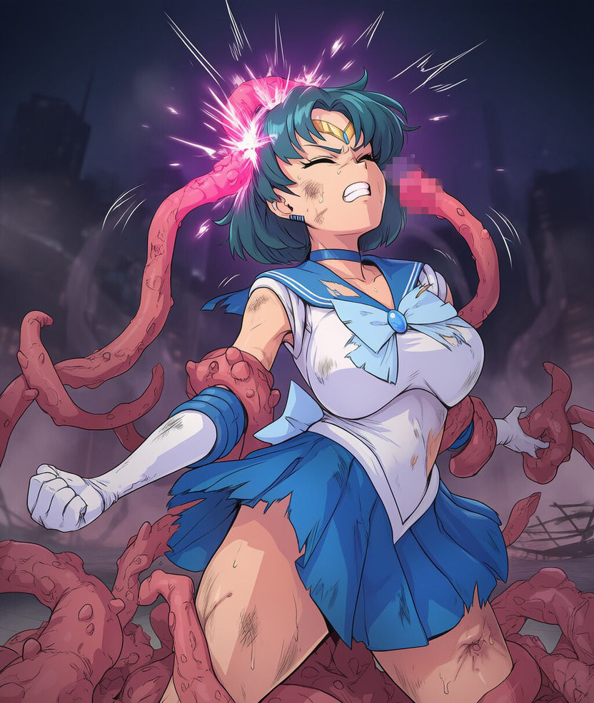 セーラーマーキュ●ー vs ぬるぬる触手【苗床編】 - サンプル画像 2