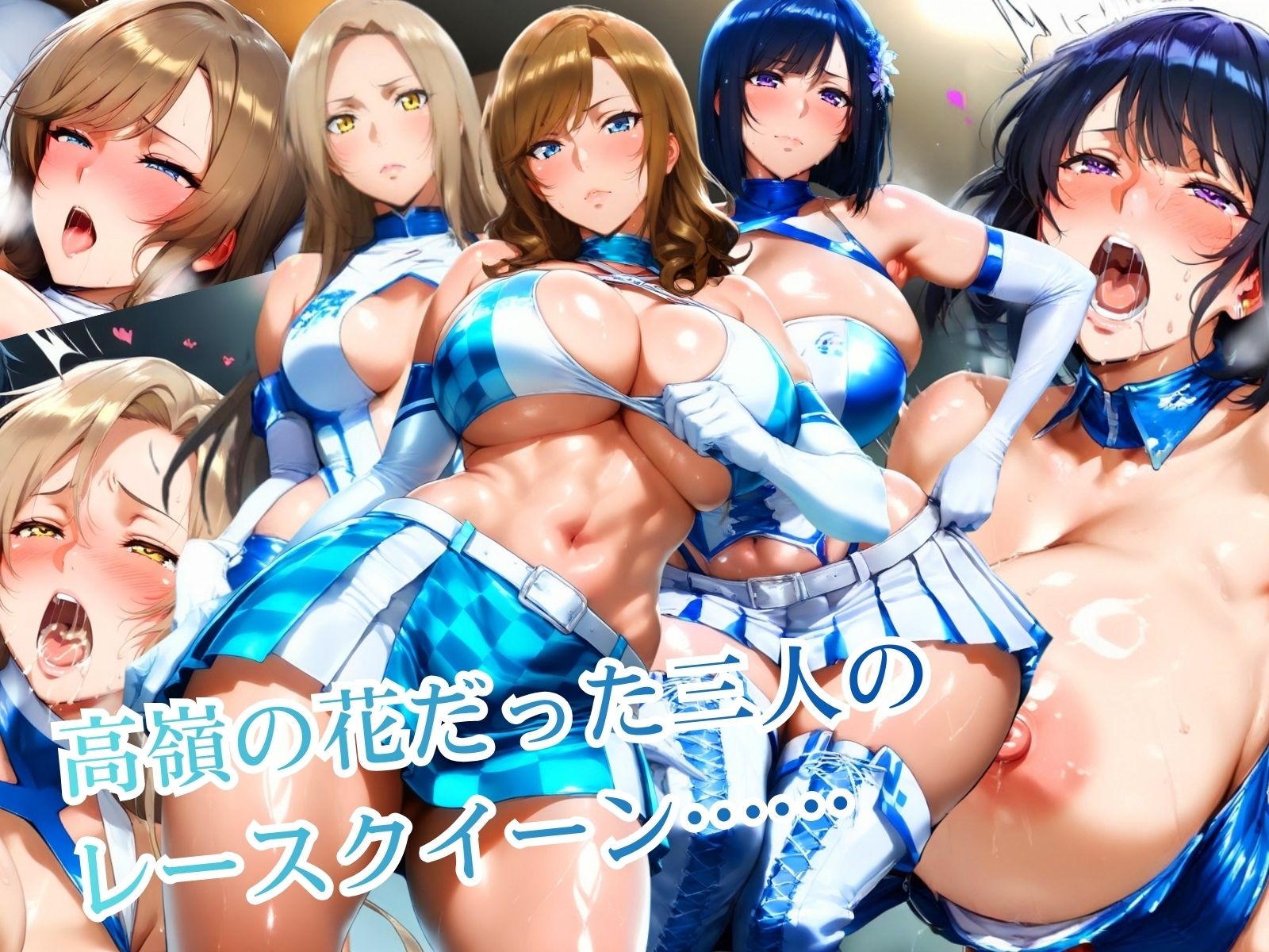 白濁に染まるサーキットの華 RQ三人が公衆肉便器に堕ちる瞬間 - サンプル画像 1