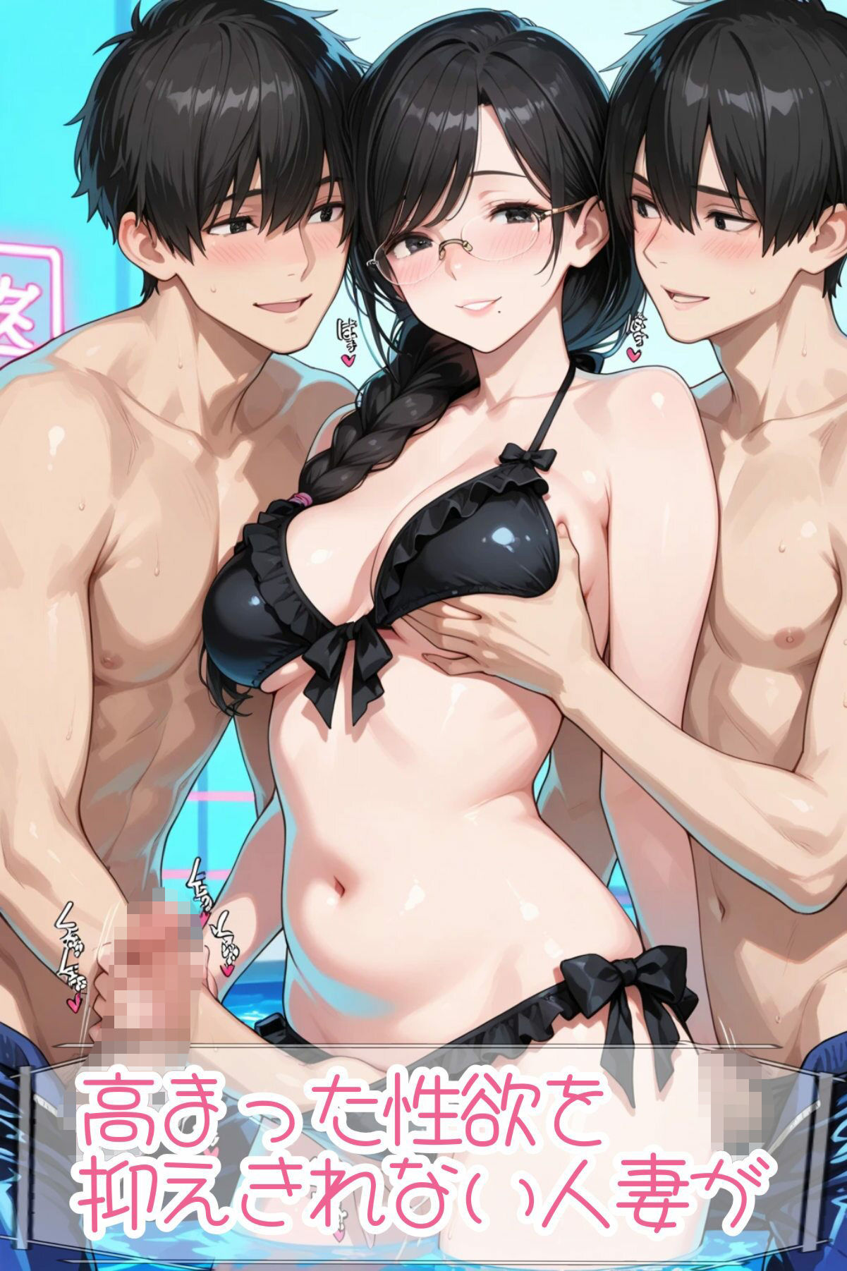 人妻乱交ナイトプール - サンプル画像 1