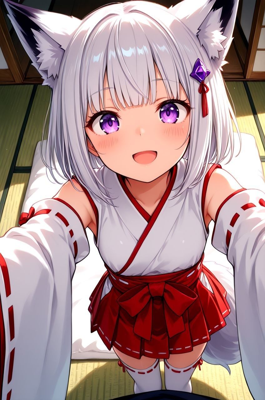 ケモミミ神社のお稲荷様のえっちな発情期 突然発情するケモミミ稲荷の奥さんに畳の上で搾られまくるお話 - サンプル画像 1