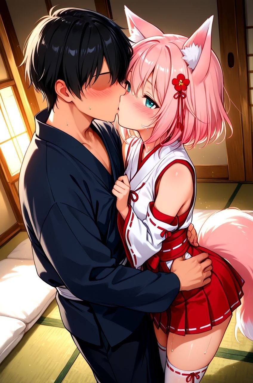 ケモミミ神社のお稲荷様のえっちな発情期 突然発情するケモミミ稲荷の奥さんに畳の上で搾られまくるお話 - サンプル画像 2