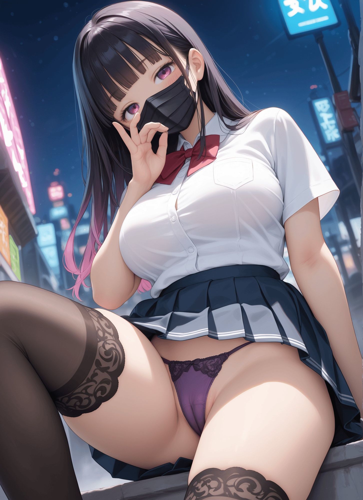 見上げた制服マスクP活JKパンツ・見上げた逆バニー・見上げた制服仲良し2人パンツ - サンプル画像 3