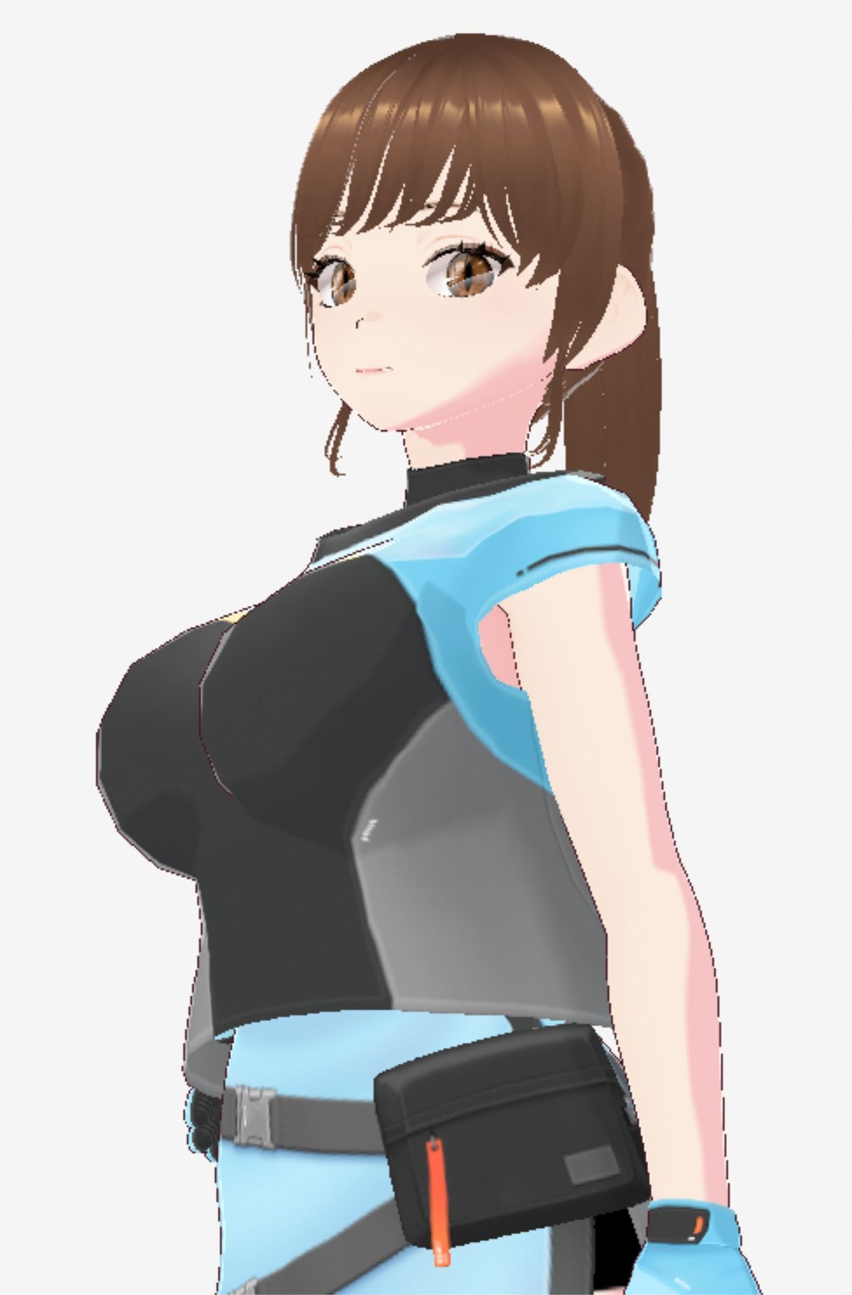 水色の服を着た巨乳のお姉さん（セリフなし  3DCGモデル  イラスト集） - サンプル画像 1