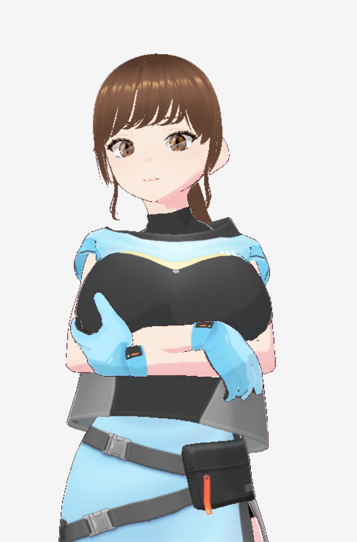 水色の服を着た巨乳のお姉さん（セリフなし  3DCGモデル  イラスト集） - サンプル画像 2