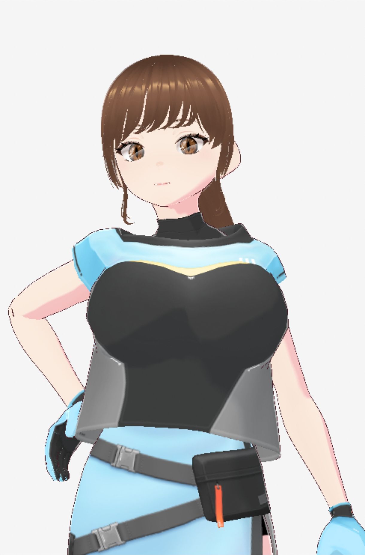 水色の服を着た巨乳のお姉さん（セリフなし  3DCGモデル  イラスト集） - サンプル画像 3