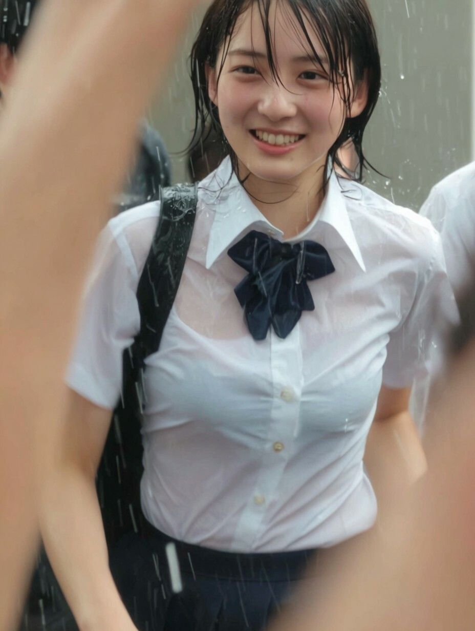 【画像200枚】雨と白のブラウス - サンプル画像 2