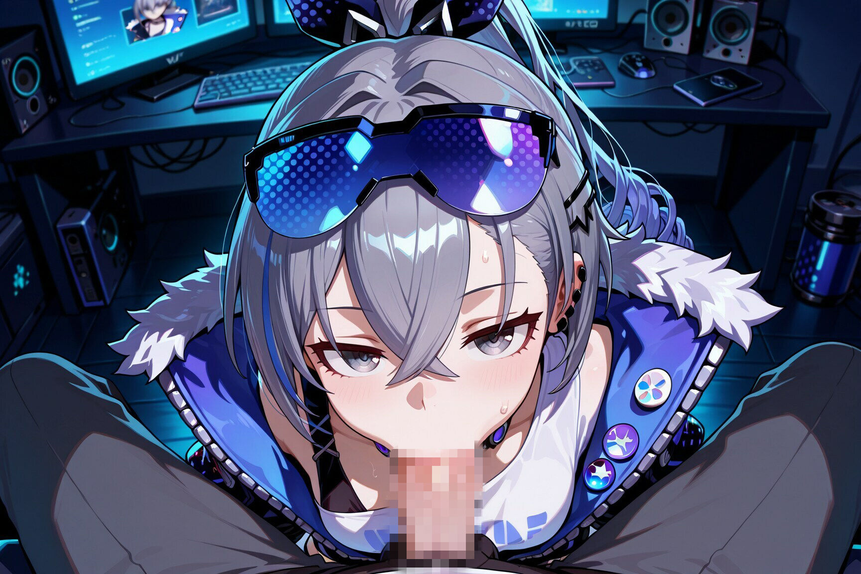 【FHD 120FPS】銀狼とイチャラブえっち【音声・効果音ありAI動画】 - サンプル画像 1