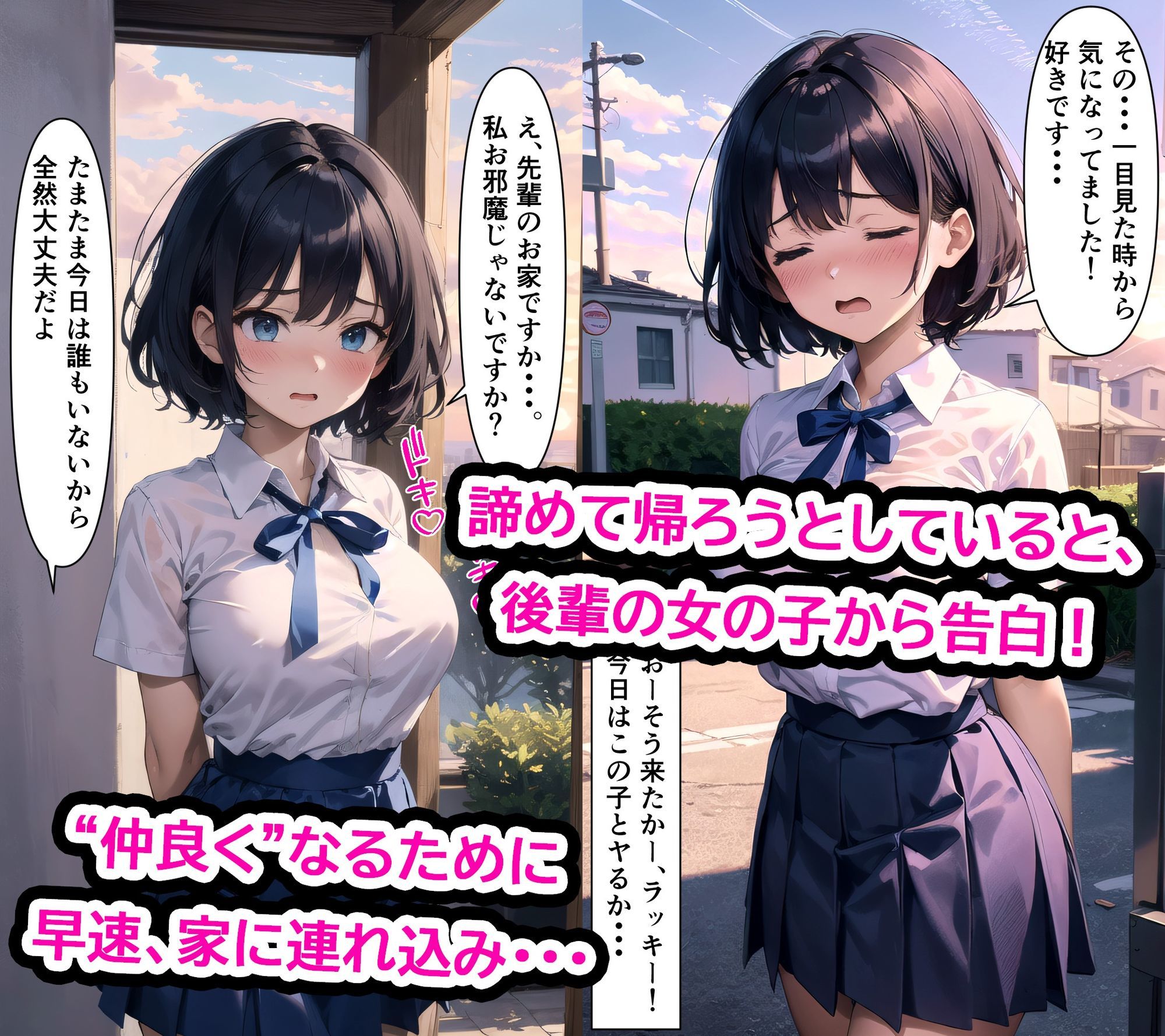 清楚系黒髪ショート巨乳美少女がヤリチンに処女を奪われる話 - サンプル画像 3