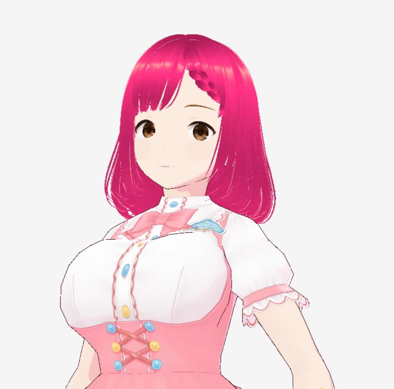 ピンクのメイドっぽい可愛い衣装のお姉さん（セリフなし  3DCGモデル  イラスト集） - サンプル画像 1