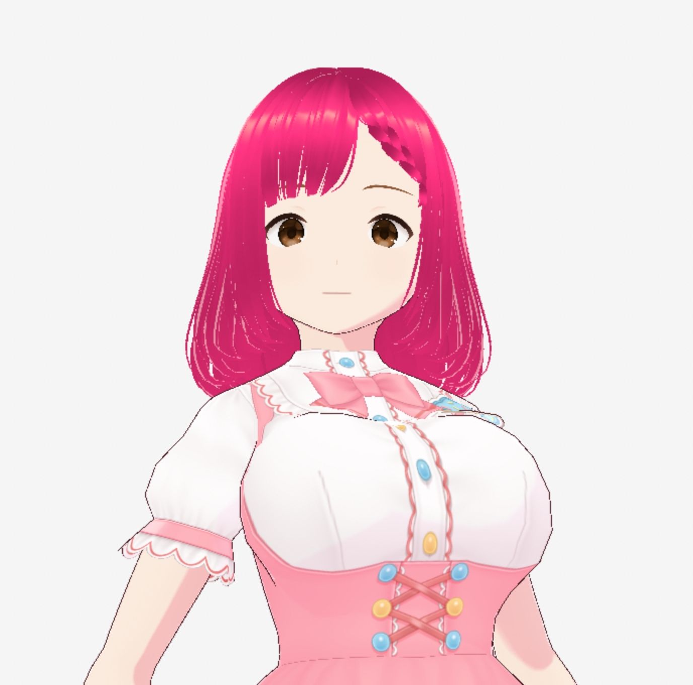 ピンクのメイドっぽい可愛い衣装のお姉さん（セリフなし  3DCGモデル  イラスト集） - サンプル画像 2