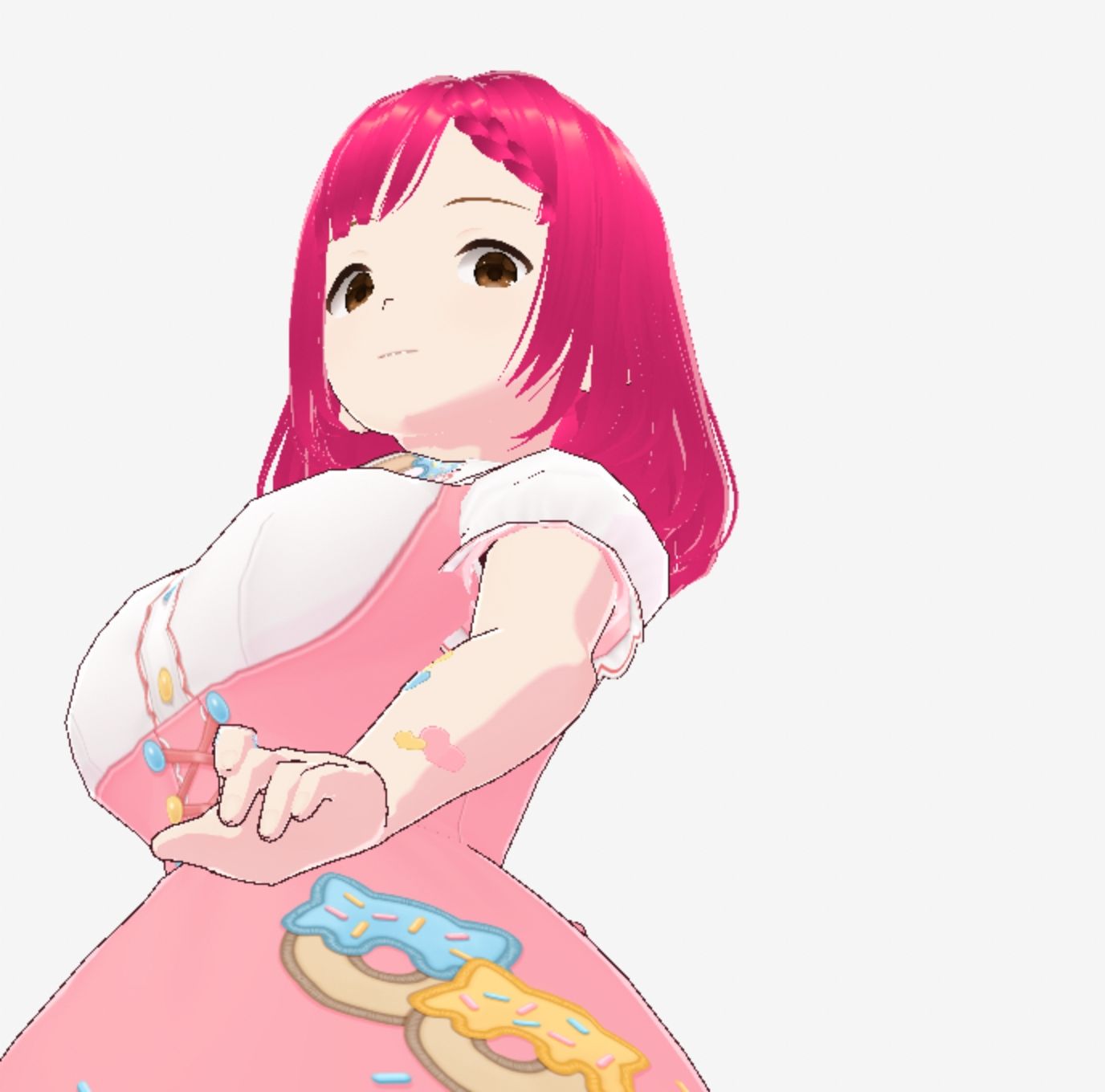 ピンクのメイドっぽい可愛い衣装のお姉さん（セリフなし  3DCGモデル  イラスト集） - サンプル画像 3